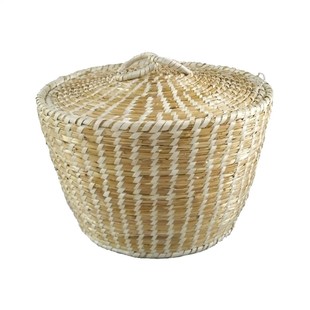 麦杆民间纯手工草编艺术品饰品柱型带盖其他收纳盒篮桌面储物筐