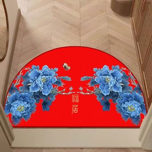 家用红色半圆入户门地垫进门口玄关浴室脚垫门垫门内门外喜庆地毯