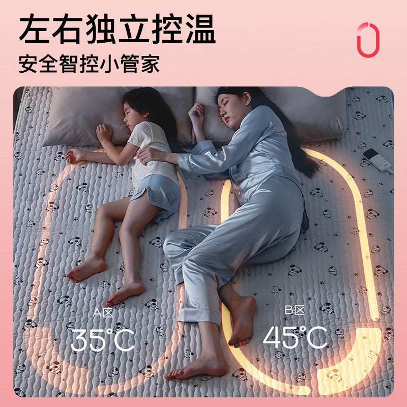 彩虹电热毯双人双控调温家用2024新款加厚棉质安全智能单人电褥子