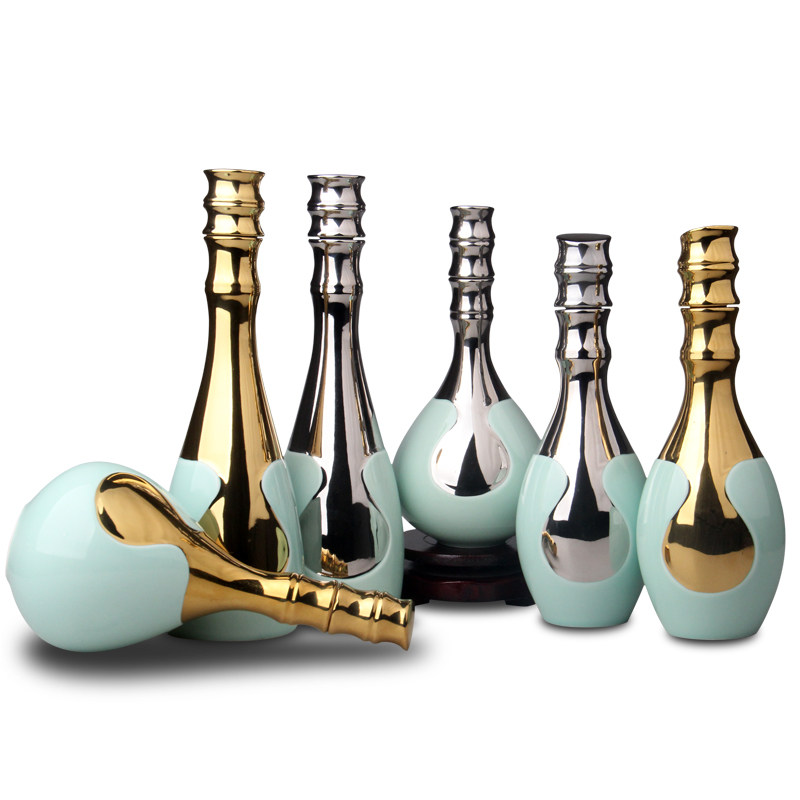 景德镇陶瓷酒瓶 1斤装空酒坛子 新中式金镶玉密封家用酒壶酒具