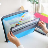 风琴包13格多层文件夹学生试卷收纳袋分类帆布手提大容量商务办公