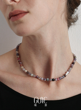 瑰意瑰意樱花碧玺花瓣卷串珠项链女生小众设计高级感气质锁骨链