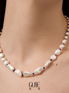 瑰意巴洛克珍珠项链女青金石串珠2025新款天然小众轻奢高级锁骨链