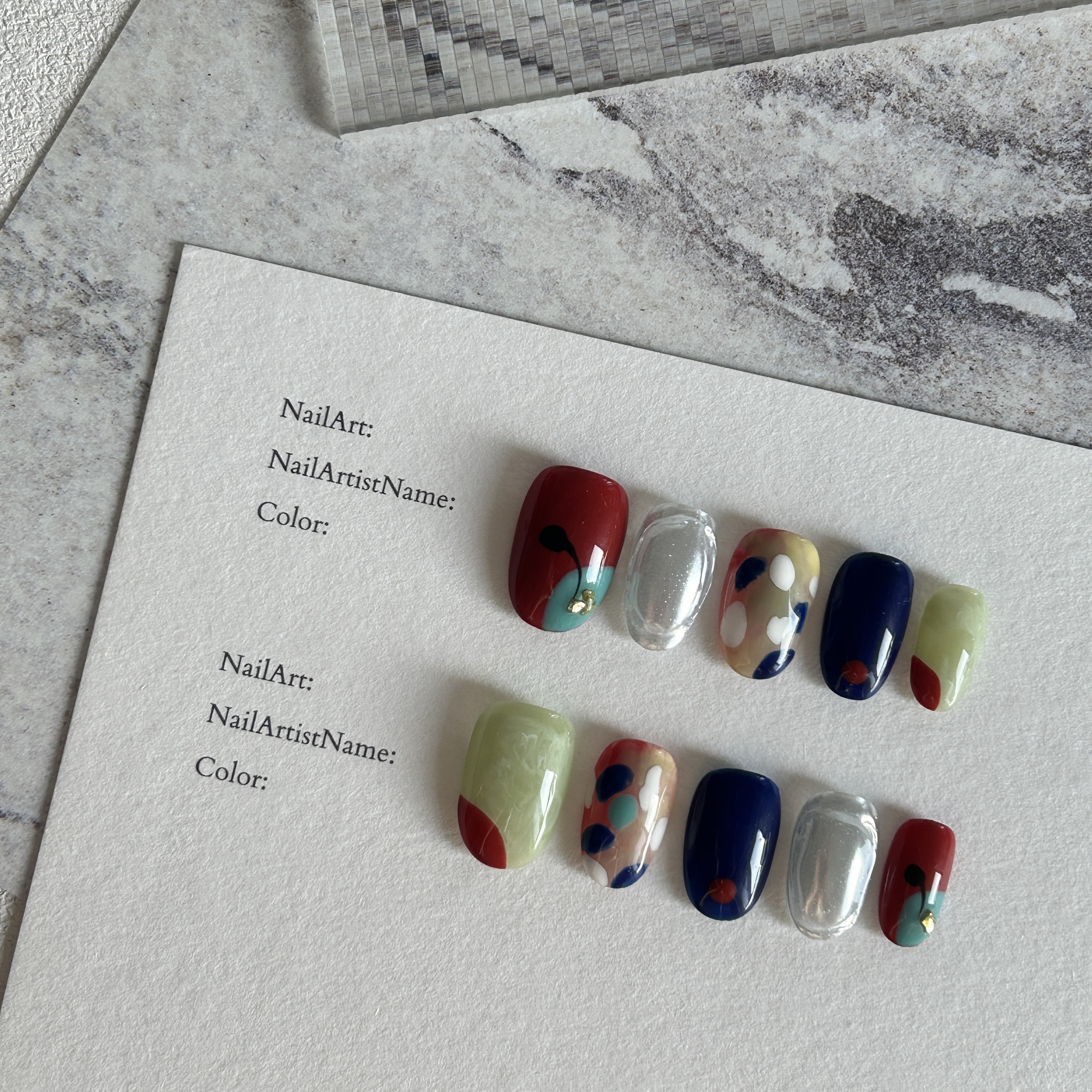 Foromance.【沉睡花园 】玉石绿+蓝紫+酒红撞色 显白纯手工穿戴甲