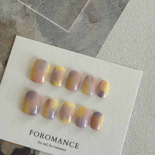 Foromance.【摇太阳】莫兰迪色晕染  短甲 扁甲友好 纯手工穿戴甲