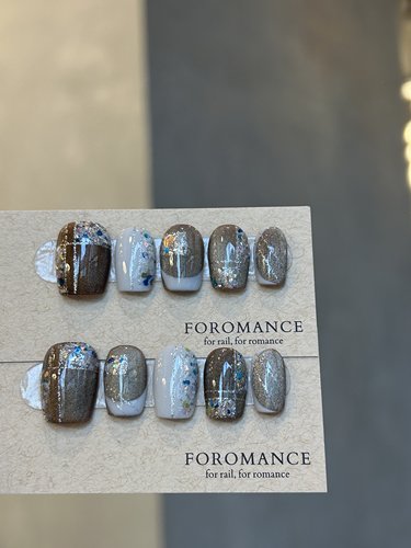 Foromamce.【摩卡星冰乐】摩卡棕搭配碎钻闪粉 短方甲型 弧度适中