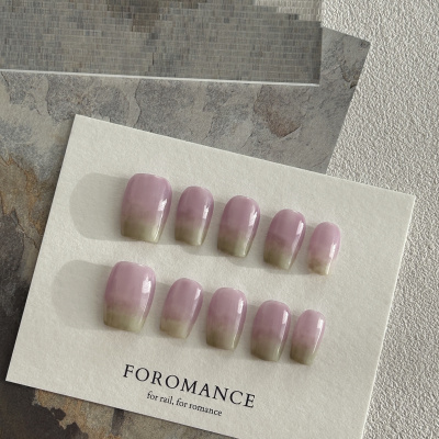 Foromance.【春带彩】 翡翠配色 中式浪漫 短方 纯手工穿戴甲