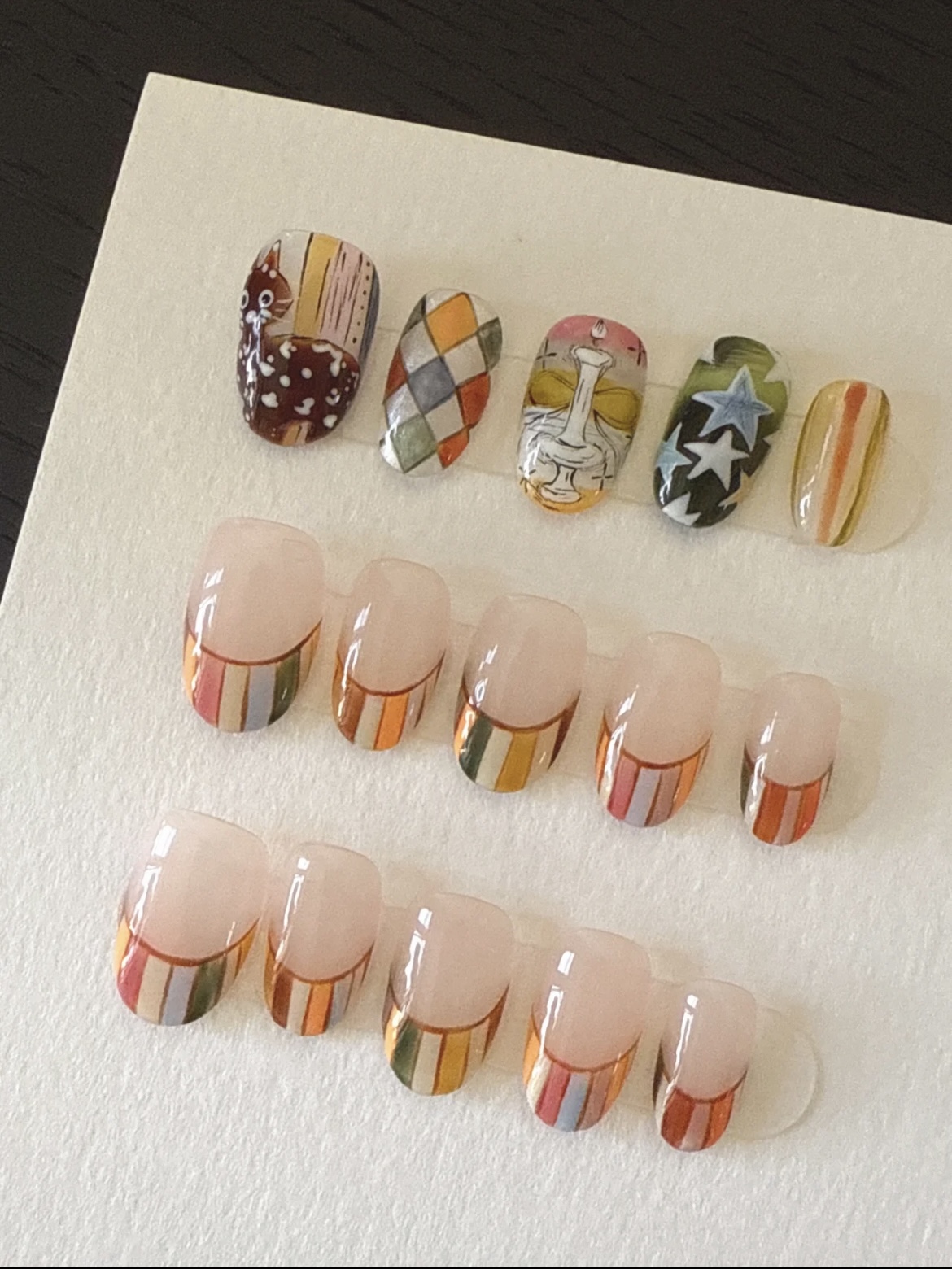 Foromance.【博物馆奇喵夜】中古猫咪彩绘 短椭圆 手工穿戴甲