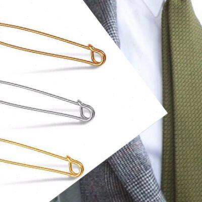 领带针男无孔法式衬衣金色银色回形插针款2024西装领扣固定大别针