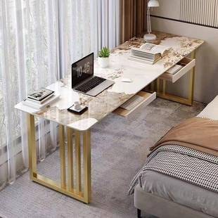 轻奢家用岩板书桌/简约酒店双人办公电脑桌阳台窄条桌床边工作台