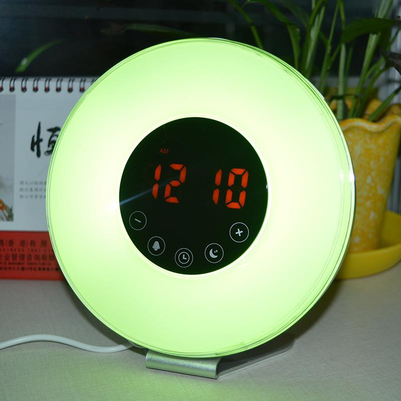 外贸模拟日出自然唤醒灯LED时钟七彩变色触控起床灯睡眠灯闹钟