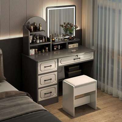 梳妆台卧室现代简约收纳柜一体梳妆桌镜子2025新款轻奢小型化妆桌