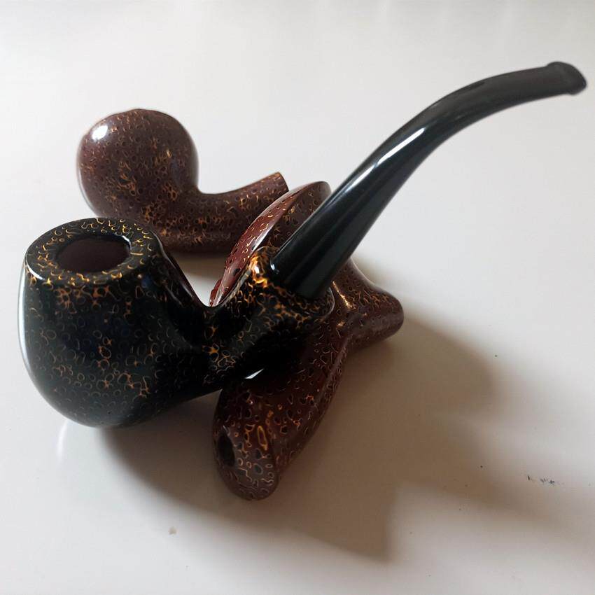 石楠木根烟斗实木手工大漆烟斗金箔犀皮工艺自由式多功能香烟铜斗