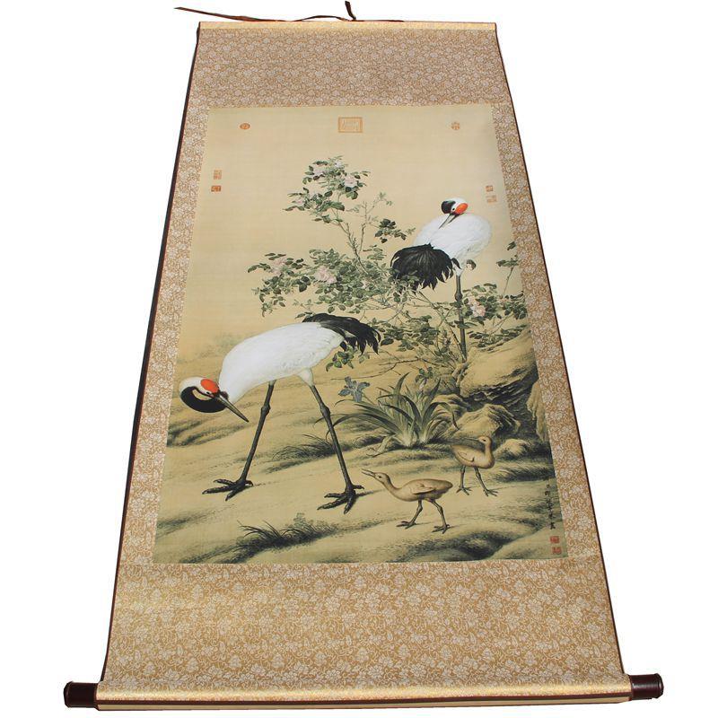 收藏字画客厅装饰画中堂画国画已装裱双鹤