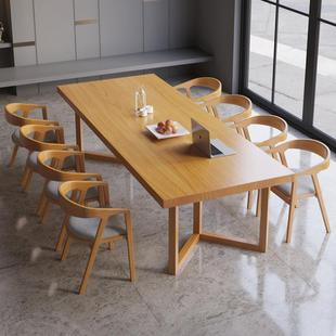 实木会议桌办公桌椅组合大型长条桌大板桌图书馆学习书桌剧本杀桌