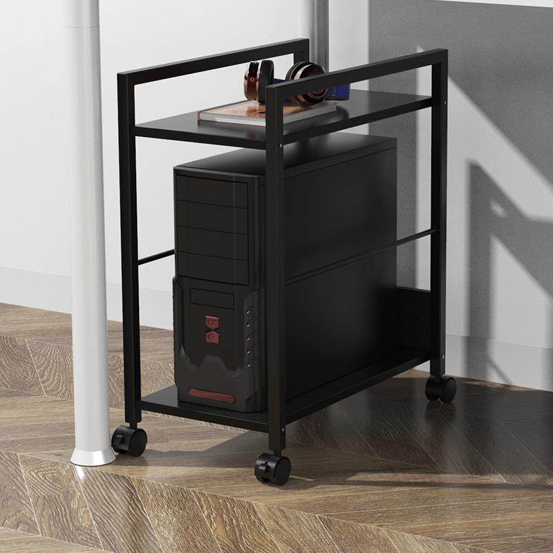 N5主机托架台式电脑机箱垫高架可移动办公室桌下双层打印机置物架