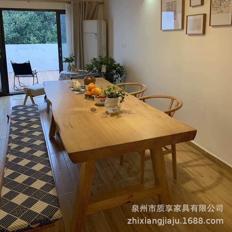 日式原木餐桌家用小户型吃饭桌实木桌椅组合服装展示桌简约泡茶桌