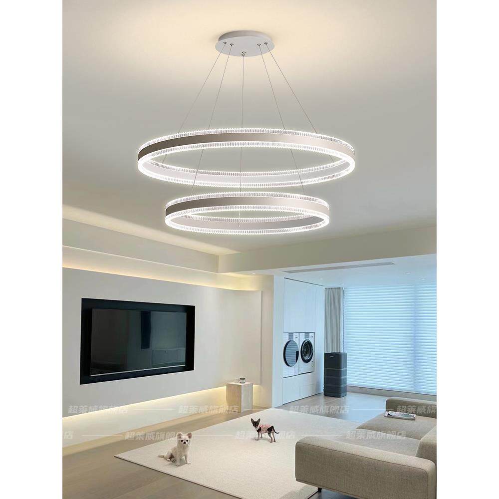 奶油风现代简约客厅吊灯圆形轻奢北欧灯具2024新款大气全光谱大灯