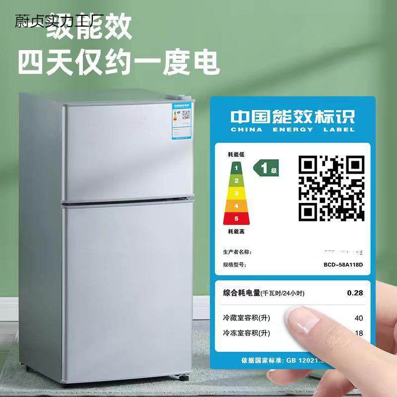 一级节能两人小冰箱家用小型宿舍租房用迷省电办公室双门电冰箱你