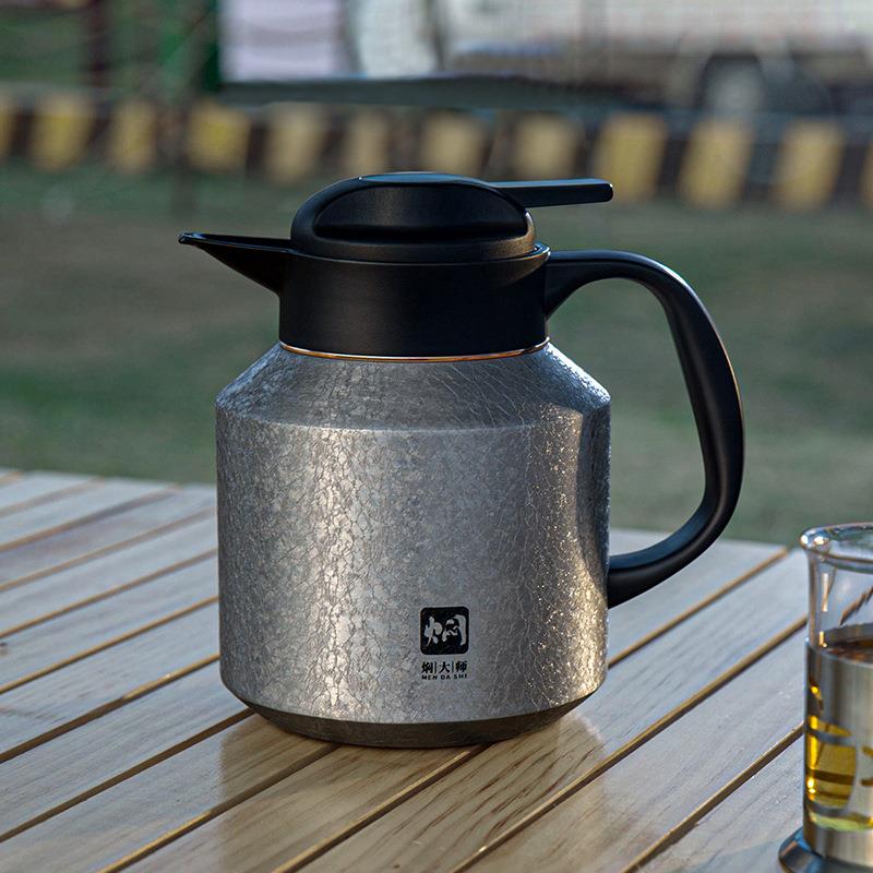 焖大师焖茶壶M1200W快速焖茶冰晶纹烤漆超长保温316不锈钢保温壶