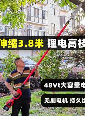 锂电电动高枝锯充电式高空修剪树枝汽油机绿化伸缩加长杆链条锯