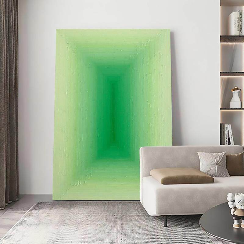 简约抽象客厅玄关手绘油画装饰画大幅落地肌理画绿色意式极简挂画
