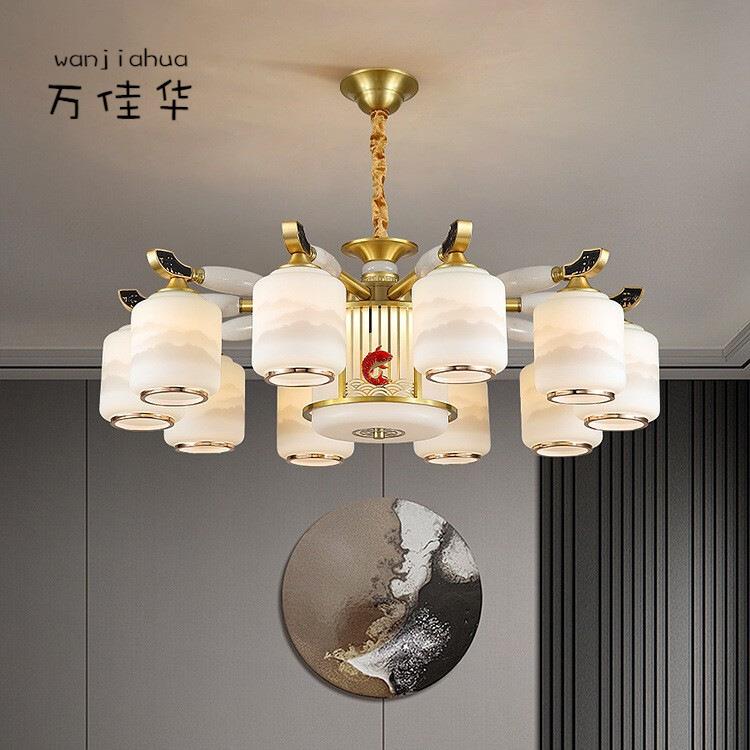 新中式吊灯客厅全铜大理石2025新款中国风大气别墅大厅餐厅灯