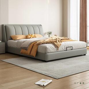 奶油风科技布艺床简约现代双人床轻奢主卧大床1.5米1.8储物床卧室