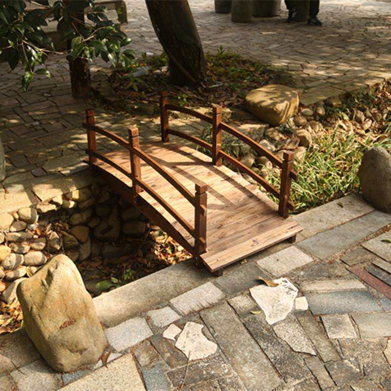 碳化实木小桥庭院花园木制小拱桥池塘小溪木桥景观桥道具桥可走人