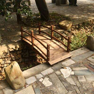 碳化实木小桥庭院花园木制小拱桥池塘小溪木桥景观桥道具桥可走人