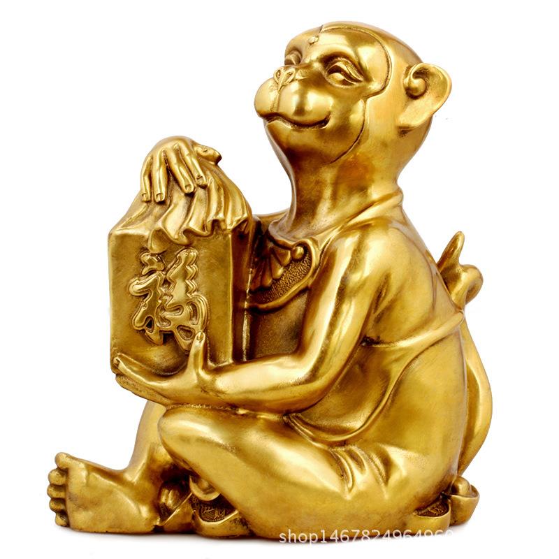 铜器马上封侯铜猴子生肖猴家居装饰用品办公桌摆件不含税