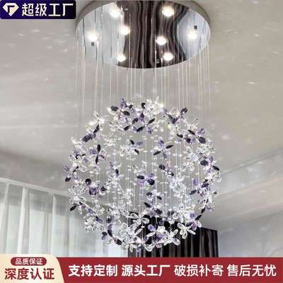 法式轻奢餐厅水晶吊灯设计师新款高级感餐桌灯别墅客厅吧台吊线灯