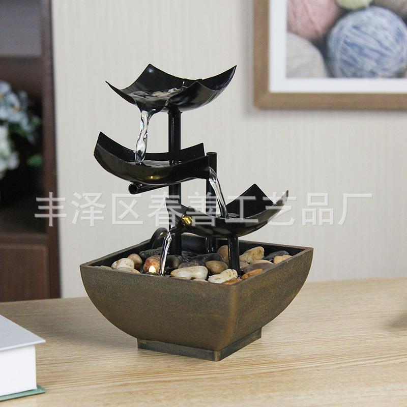 现代流水喷泉室内电视柜书房桌面观赏摆件创意家居装饰品
