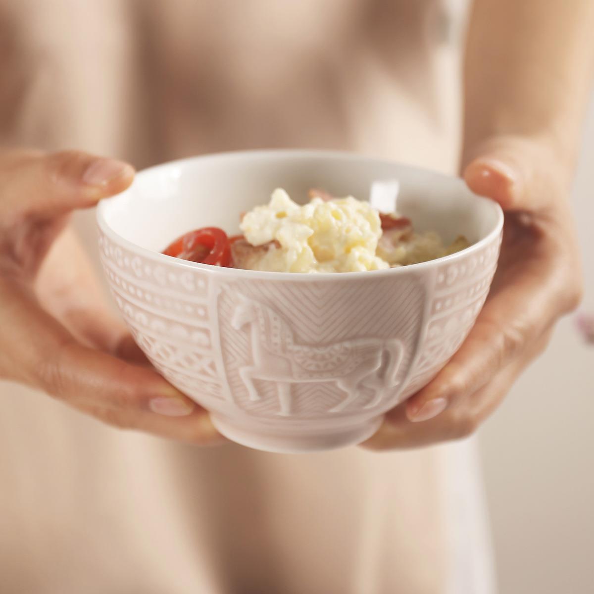 乾唐轩活瓷直销皇家骏马品质陶瓷饭碗6只装家用碗碟套