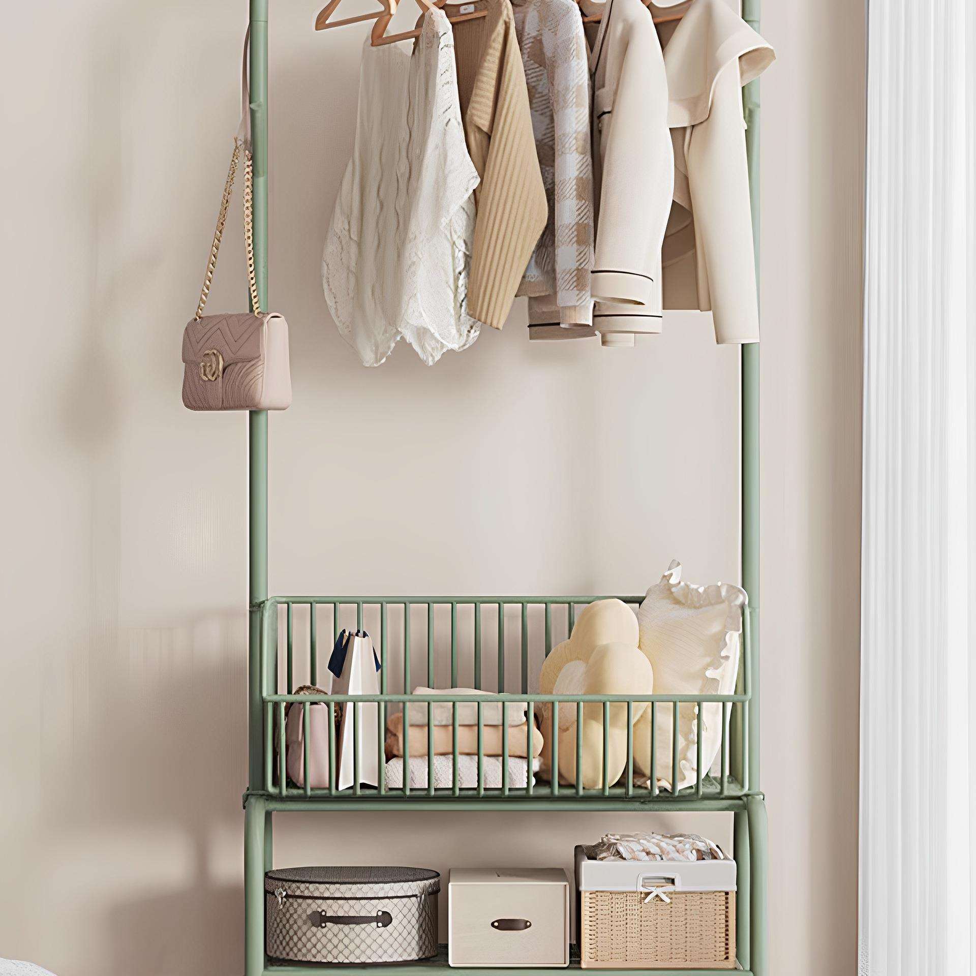 晾衣架挂衣架杆落地式卧室内家用衣帽架移动房间衣服收纳置物架子