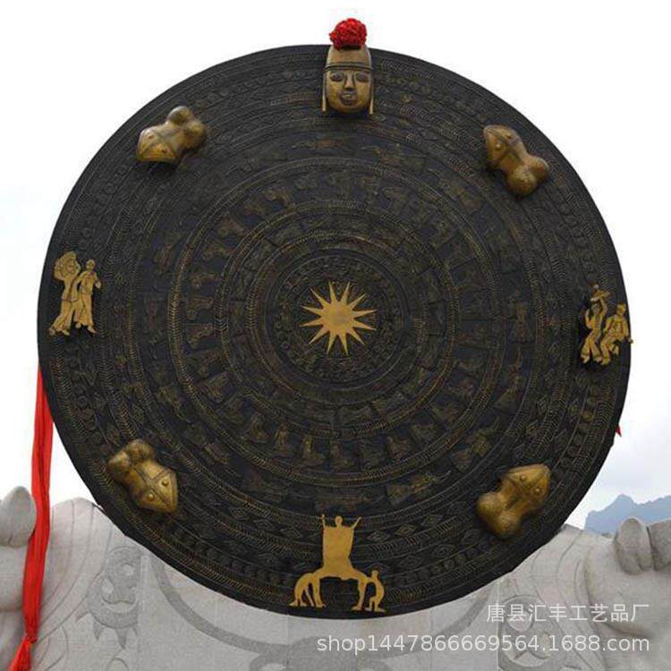 中国青铜器大型铜雕鼓大型铜鼓摆件紫铜太平缸铜鼓铜雕鼓
