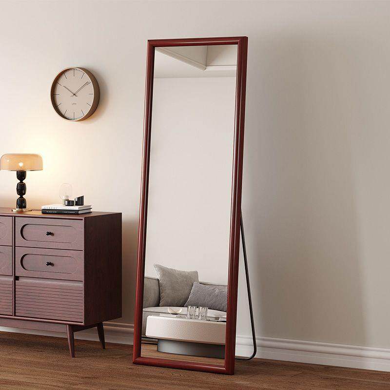 复古穿衣镜卧室家用高级感中古实木全身镜子壁挂式网红拍照试衣镜