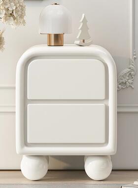 XK39号柜法式奶油风卧室床头柜现代简约白色圆形抽屉收纳柜网红床