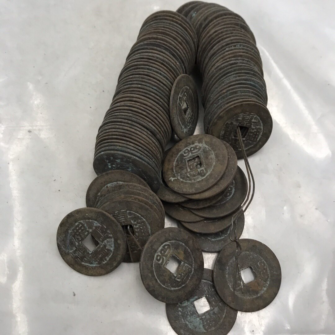 仿古做旧包浆黑纯铜批发2.8cm嘉庆铜钱100个仿真铜钱工艺品