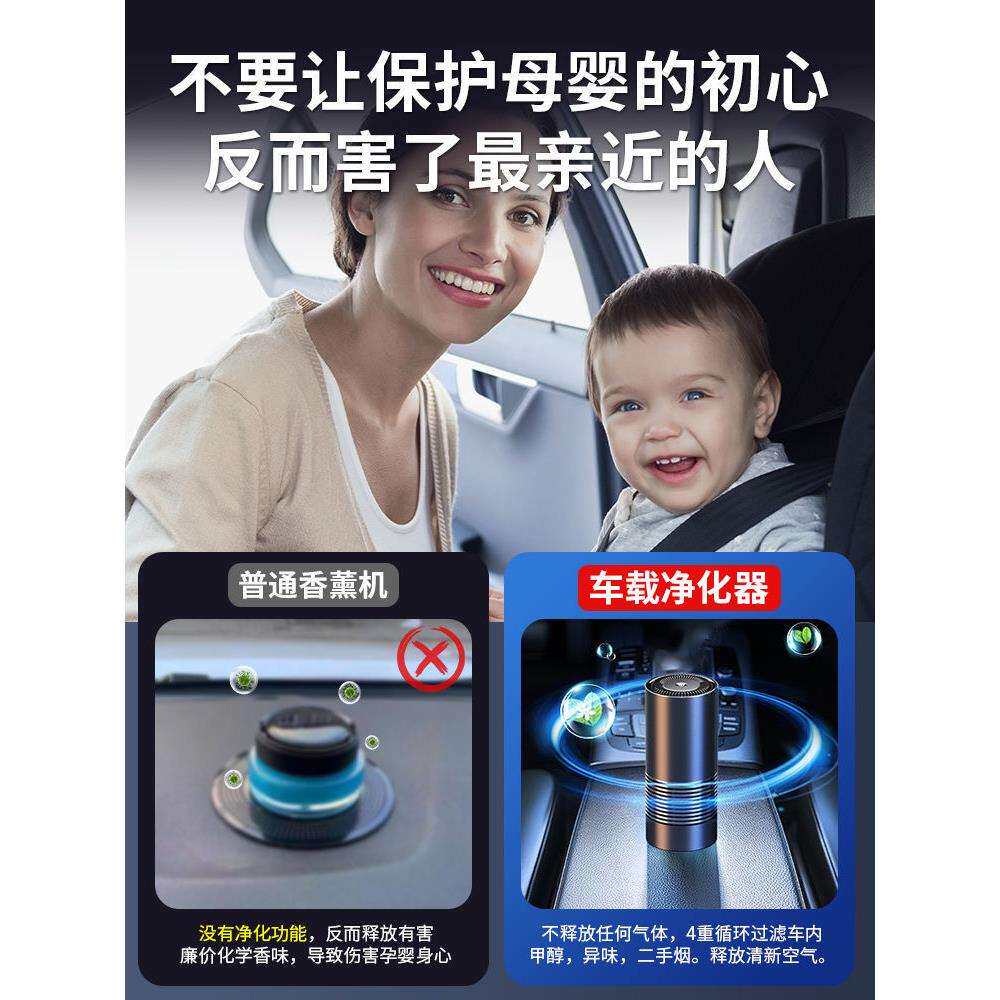 车载空气净化器消除异味负离子发生器新车内去甲醛烟味汽车上加湿