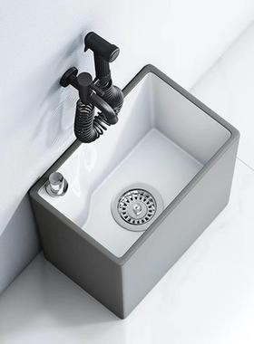 小戸型长方形拖把家用阳台陶瓷灰色拖布墩布池落地式拖把盆卫生间