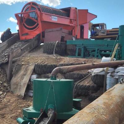 Trommel screen固定式铰洗筒滚筒筛配1200型离心机组合淘金设备