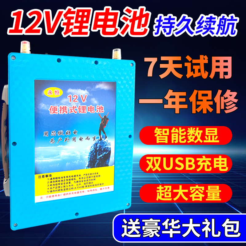 锂电池12v大容量400安蓄电瓶组聚合物动力户外超轻ah大功率伏A铝