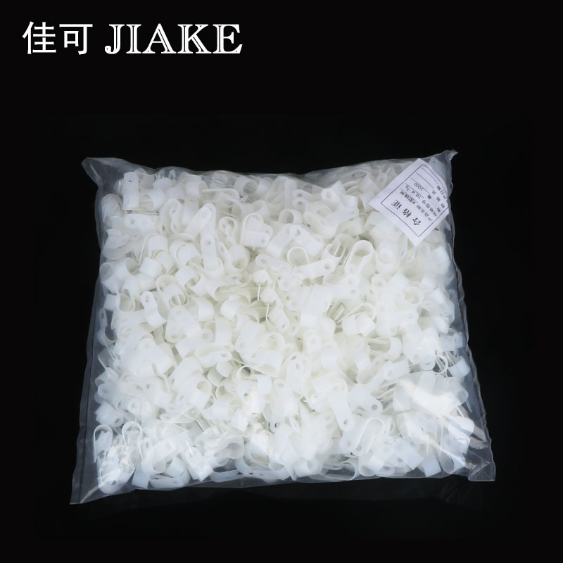 R型线夹6.4mm塑料夹电源线线卡线扣配线固定夹纽1000只r形理线夹