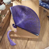 扇子全竹折扇子张艺兴黑色梅花雕花镂空小古典中国风跳舞蹈扇子