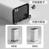 自动吸附套袋带滚轮感应垃圾桶 不锈钢双开门家用大容量厨房办公