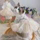 猫咪狗狗费加罗婚纱宠物立体提花公主裙可牵引婚纱结婚礼服布偶猫