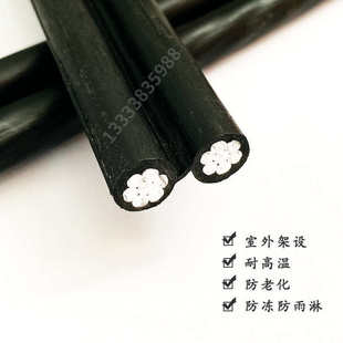 2芯集束平行导线铝线国标电缆线架空线防老化线6/10/16/25/35平方