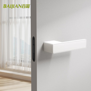 极简门锁室内卧室门把手意式 磁吸静音现代房门锁黑色生态实木门锁