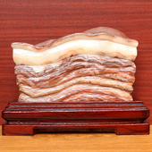 天然石材奇石摆件猪肉石五花肉桌面装 饰25 3cm2997g雕刻石摆件